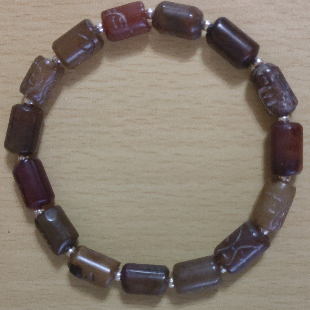 Men Carved Face Jade Tubular Bracelet